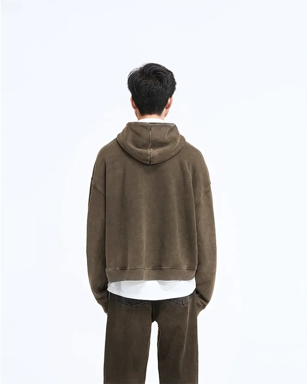 CRURAFASHION - Oversize Hoodie with Vintage Burn Finish