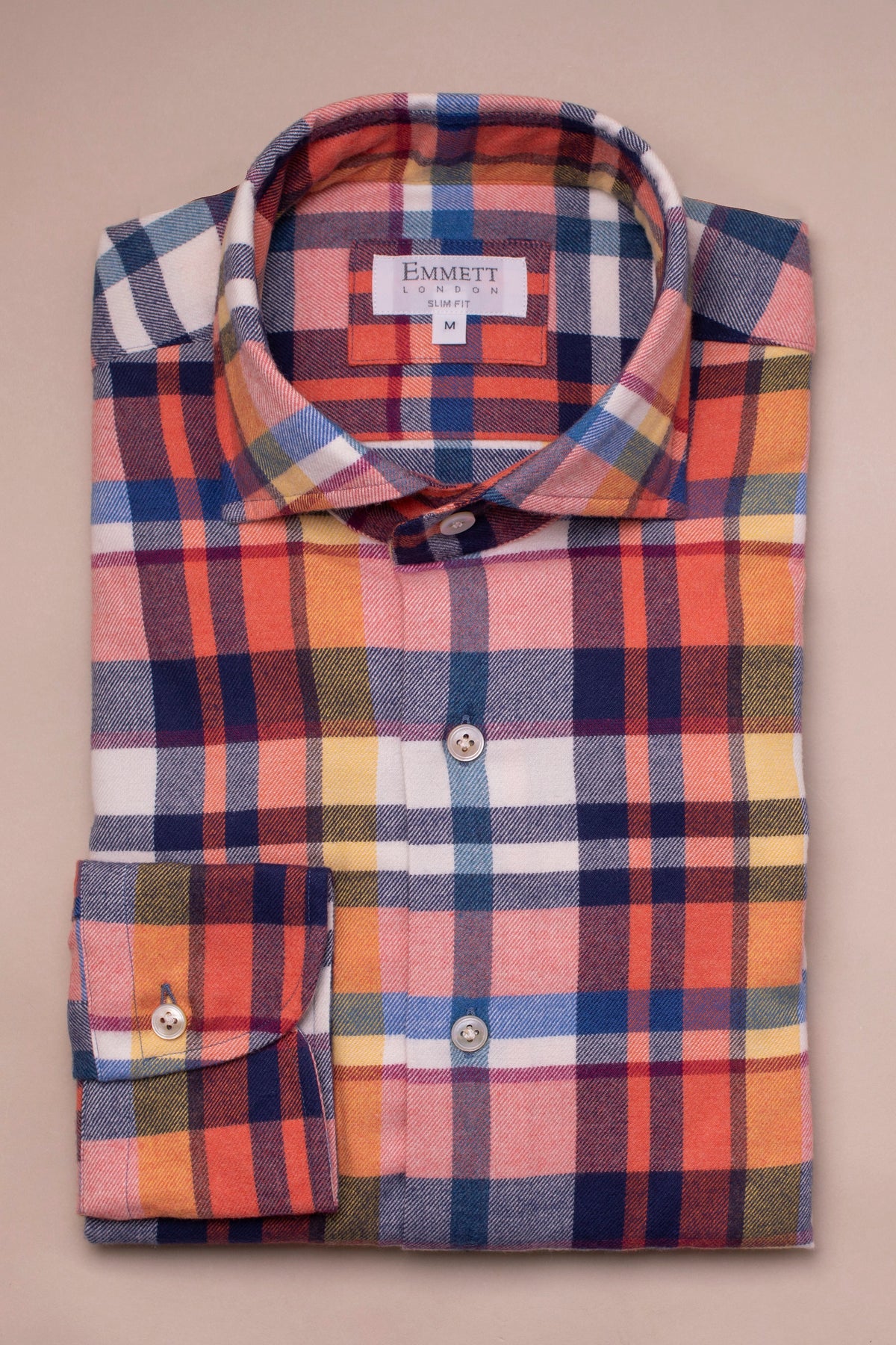 CRURAFASHION - Red & Blue Brushed Cotton Check Shirt