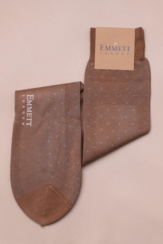 CRURAFASHION - Beige and Blue Polka Dot Socks