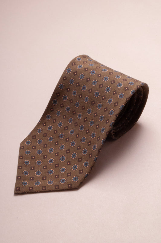CRURAFASHION Brown Vintage Design Silk Tie