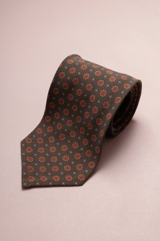 CRURAFASHION - Dark Green Vintage Silk Tie