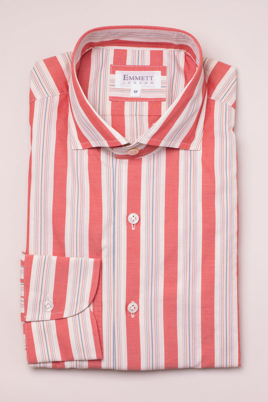 CRURAFASHION - Mixed Reds Striped Shirt