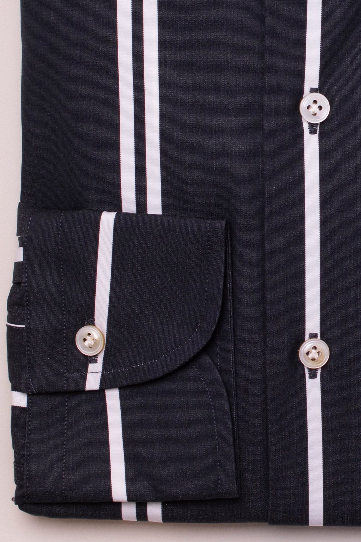 CRURAFASHION - Classic Black and White Striped Cotton Shirt