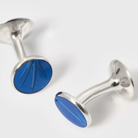CRURAFASHION - Bulrush Cufflinks in Sterling Silver & Enamel