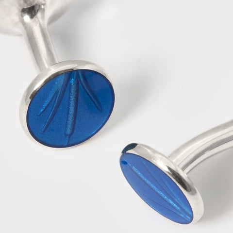 CRURAFASHION - Bulrush Cufflinks in Sterling Silver & Enamel