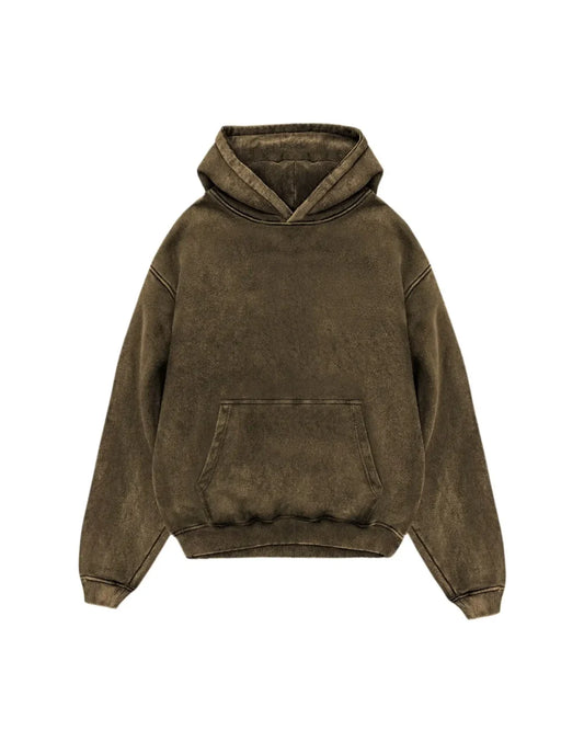 CRURAFASHION - Oversize Hoodie with Vintage Burn Finish