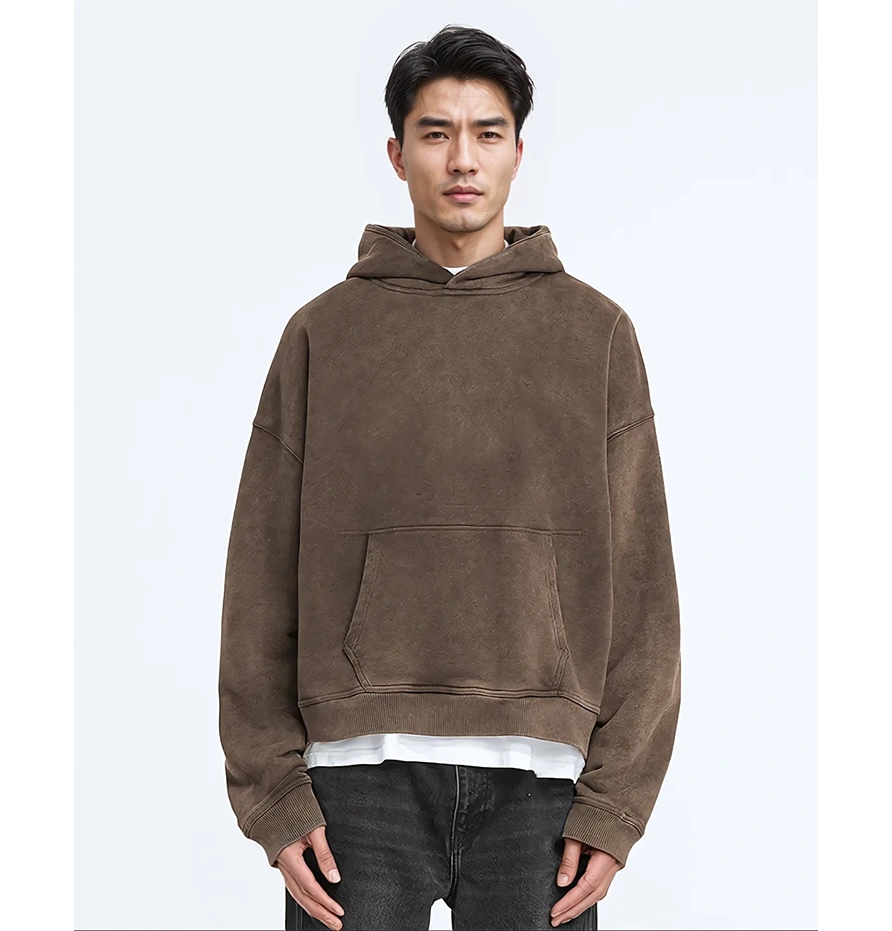 CRURAFASHION - Oversize Hoodie with Vintage Burn Finish