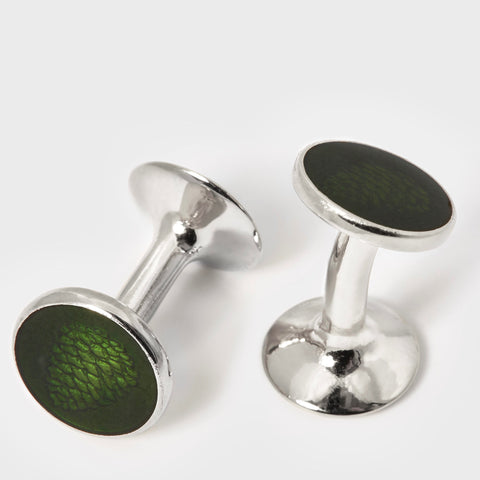 CRURAFASHION - Olive Pinecone Cufflinks in Sterling Silver