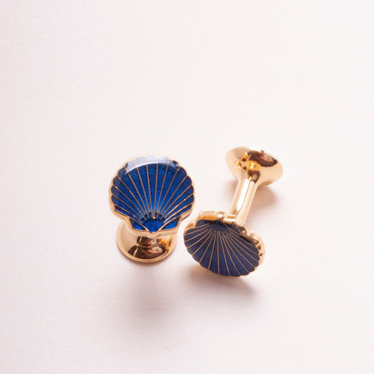 CRURAFASHION - Gold Plated Scallop Cufflinks