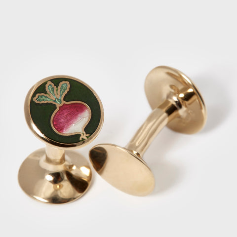 CRURAFASHION - Turnip Cufflinks in Sterling Silver with Gold Plating