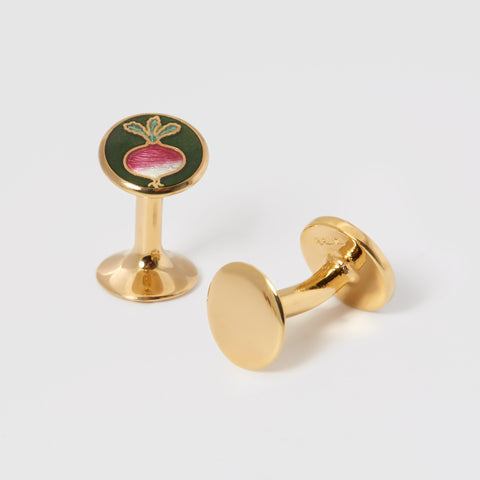 CRURAFASHION - Turnip Cufflinks in Sterling Silver with Gold Plating